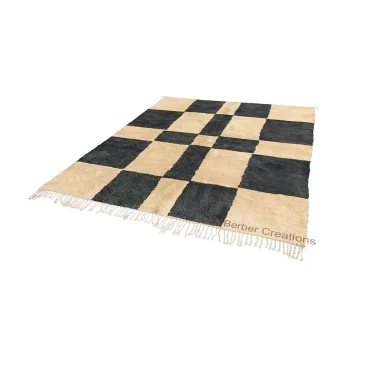 Custom Checkerboard Rug | Modern Moroccan Wool Area Rug
