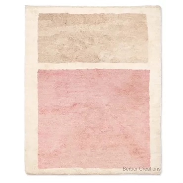 Beni Ourain SAKURA Rug – Minimalist Pink & Beige Wool