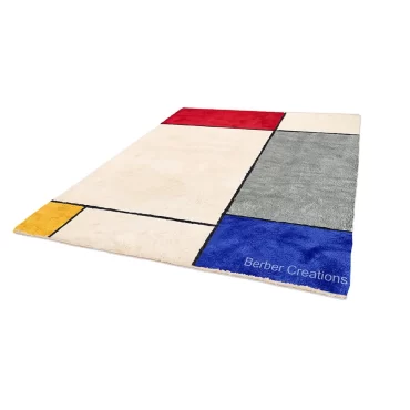 The De Stijl Spectrum Rug: Handmade Geometric Berber Wool Art