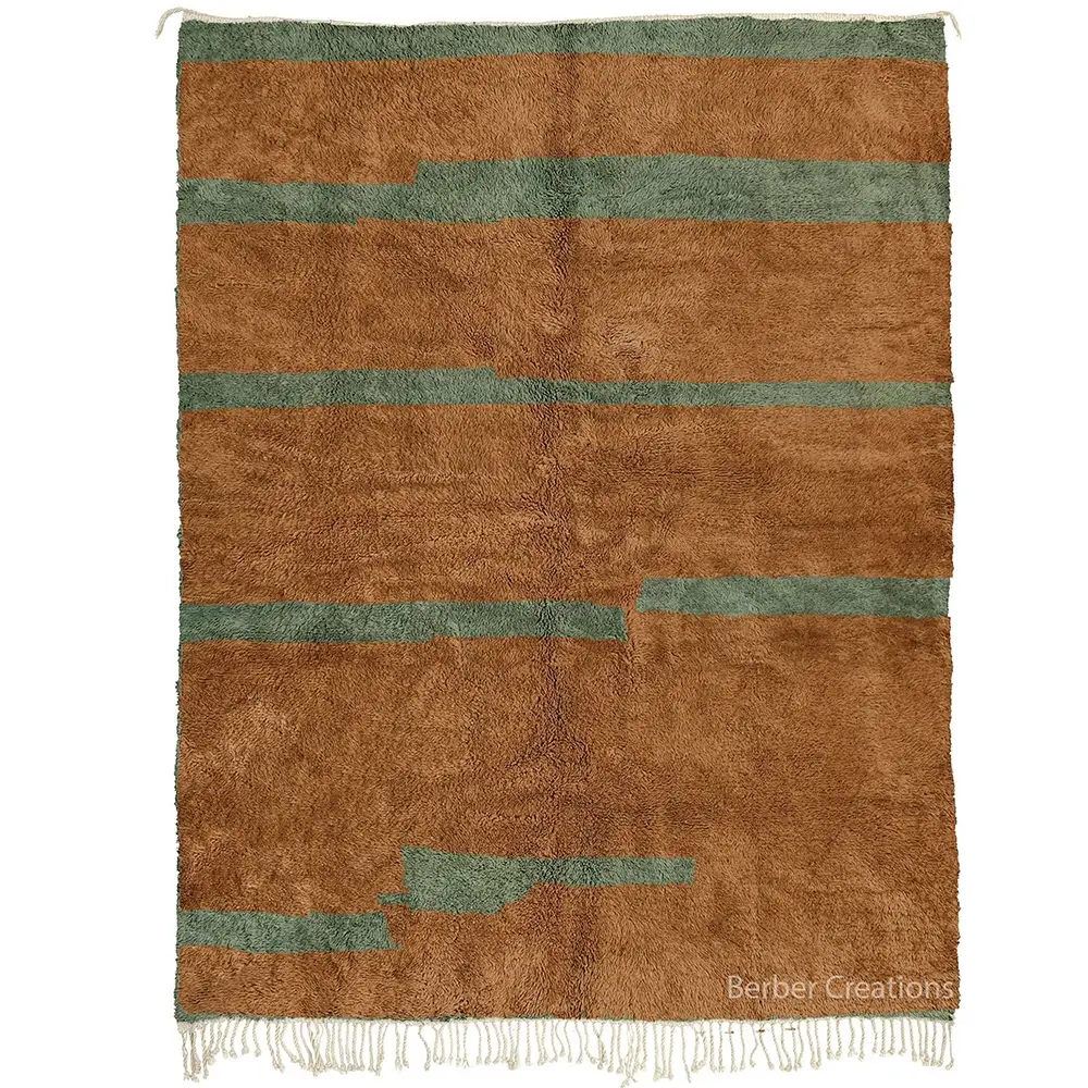 Abstract brown rug, hand-knotted wool, geometric pattern, ZOLA area rug