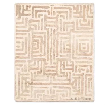 Moroccan Beni Ourain Rug – Abstract Labyrinth Design