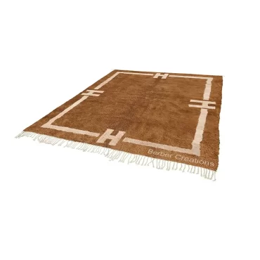 The “Berber Gate” Hand-Woven Moroccan Beni Ourain Rug in Brown & Cream