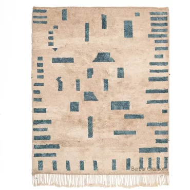 Beni Ourain Rug | Beige & Blue Wool Area Rug – ATLANTIS