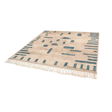 Beni Ourain Rug | Beige & Blue Wool Area Rug – ATLANTIS