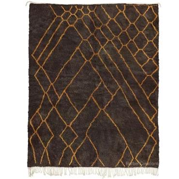 Hand-Knotted Beni Ourain Diamond Rug (Brown & Gold) JESPER