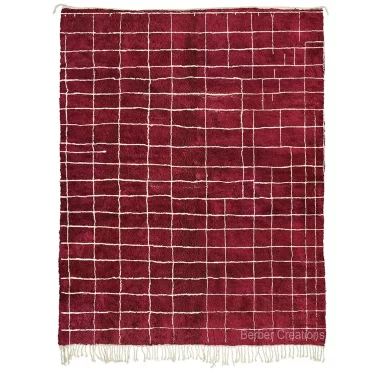 Hand-Knotted Beni Ourain Grid Rug (Burgundy & White) MARA
