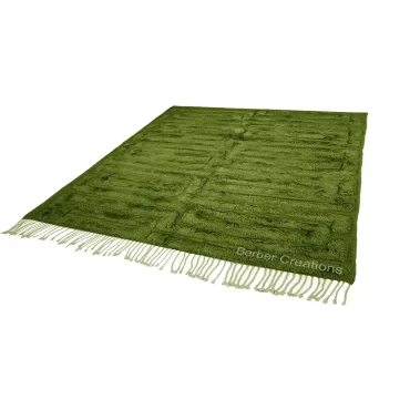 Hand-Knotted Beni Ourain Monochromatic Green Rug JUNGLE