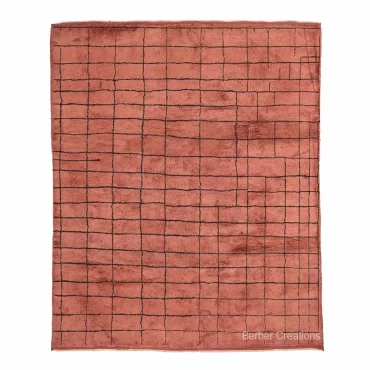 RUSTIC Hand-Knotted Beni Ourain Grid Rug (Terracotta & Brown)