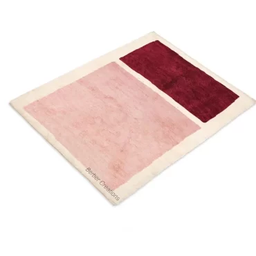 Hand-Knotted Beni Ourain Color Block Rug (Burgundy & Pink) BLUSH