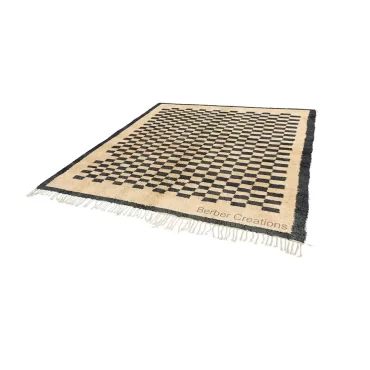 CHECKERS Hand-Knotted Beni Ourain Checkered Rug (Black & Ivory)