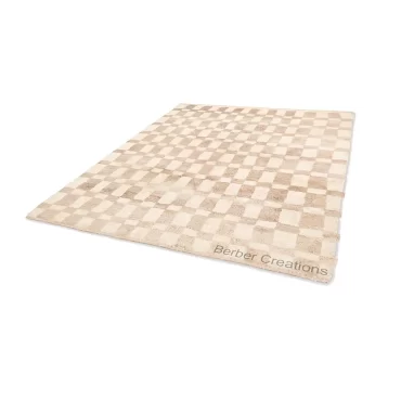 Hand-woven Moroccan wool rug with a checkered pattern KANZA
