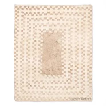 Beige Checkered Beni Rug | Hand-Woven Wool | The “NOUHA”