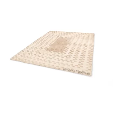 Beige Checkered Beni Rug | Hand-Woven Wool | The “NOUHA”