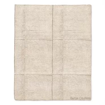 Hand-Knotted Wool Geometric Square Rug DORA