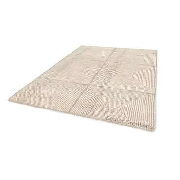 Hand-Knotted Wool Geometric Square Rug DORA