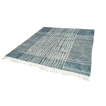 Blue Moroccan Berber Rug | Wool Geometric Grid – VELA