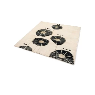 Black and White Floral Moroccan Rug | Abstract Botanical Design