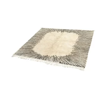 Handmade Beni Rug | Abstract Sunburst Black & White