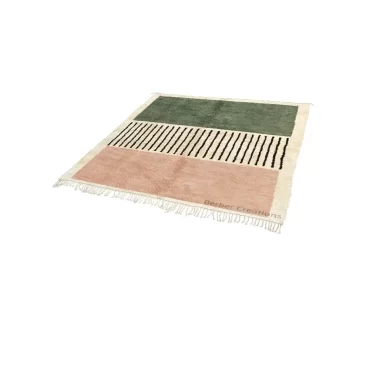 Handmade Beni Rug | Green Pink Stripe Design
