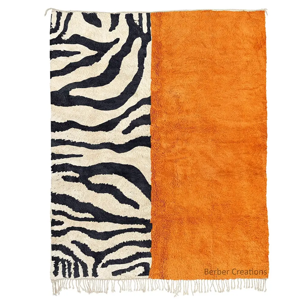 Handmade Beni Rug Zebra Orange Split