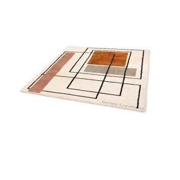 Beni Ourain Mid-Century Modern Abstract Rug | Rust & Pink Geometric