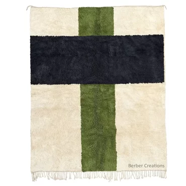 Moroccan Abstract Geometric Green and Black Rug | The Crossroads