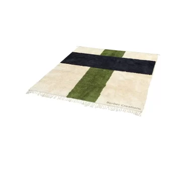 Moroccan Abstract Geometric Green and Black Rug | The Crossroads