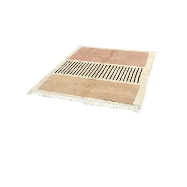 Abstract Color Block Moroccan Rug | Blush Pink & Black Stripe