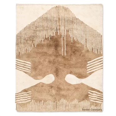 Neutral Moroccan Rug | Abstract Mountain Design – Hand-Knotted Wool