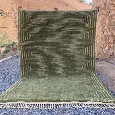 Beni Mrirt Rug: Amlilis Green Concentric Pattern