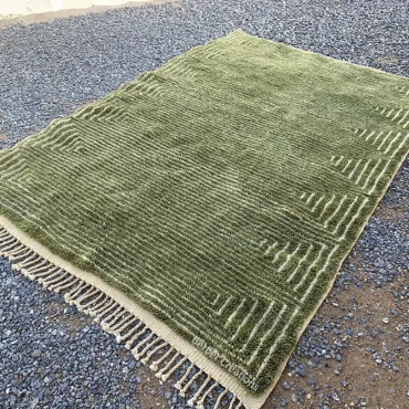 Beni Mrirt Rug: Amlilis Green Concentric Pattern