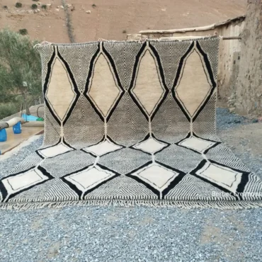 Luxury Hand-Knotted Beni Mrirt Rug Atlas Shifaa | Ivory Diamond Wool