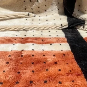 Beni Mrirt Rug: Taroubia Terracotta Burnt Orange Graphic