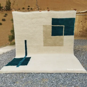 Authentic Teal & Cream Beni Mrirt Rug – Amanars