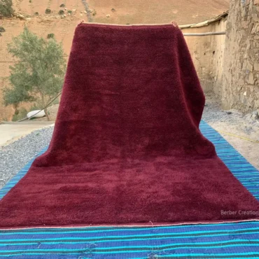 Bordeaux Beni Mrirt Rug – Deep Red Solid Wool