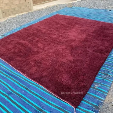 Bordeaux Beni Mrirt Rug – Deep Red Solid Wool