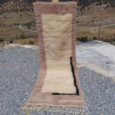 Neutral Beni Mrirt Runner Rug | Two-Tone Abstract Wool