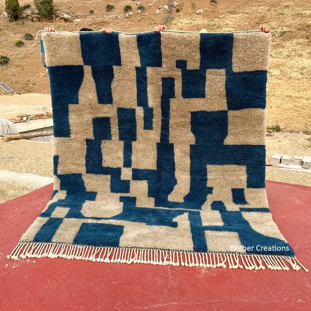 beni mrirt minimalist cream teal rug kandinsky