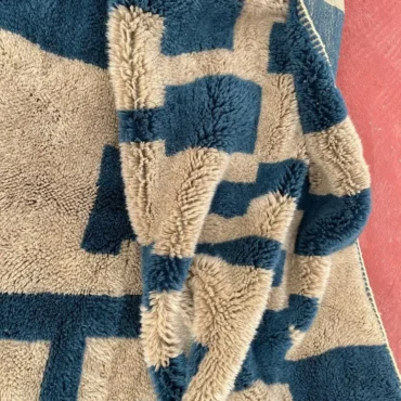 Beni Mrirt Rug: Luxurious Hand-Knotted Moroccan High-Pile Wool Carpet