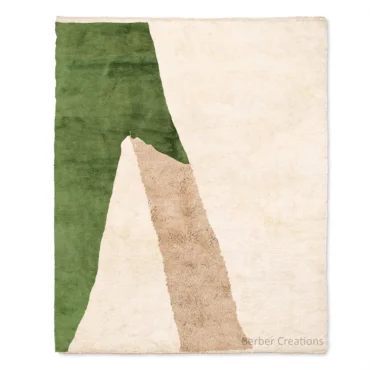 Abstract Moroccan Berber Rug, Green, Beige and Cream ‘LINDYA’
