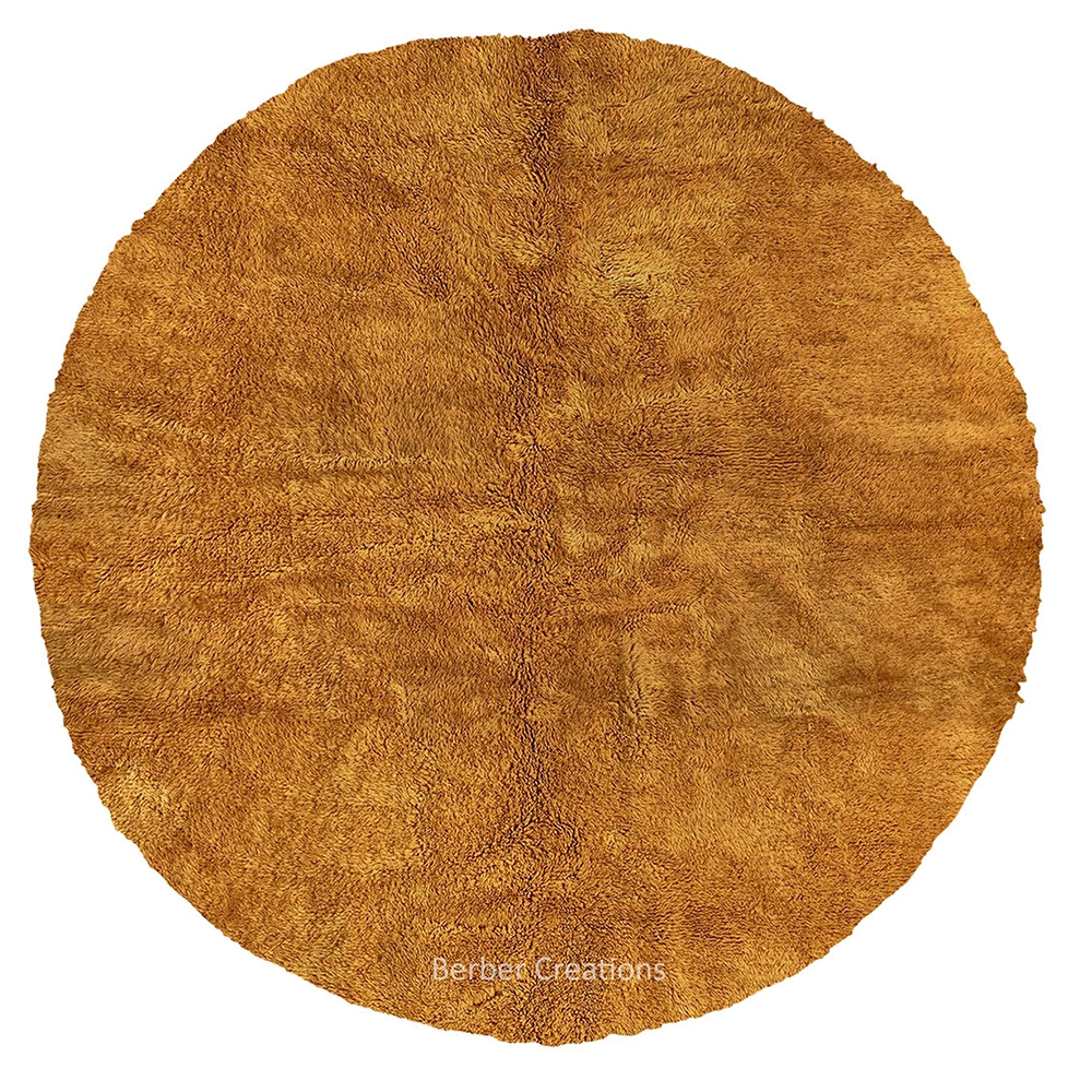 Amber Mustard Yellow round Moroccan rug TAMSTA