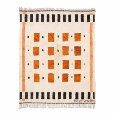 Authentic Moroccan Hand-Knotted Rug: Mid-Century Modern Checkerboard Design The Agadir Grid