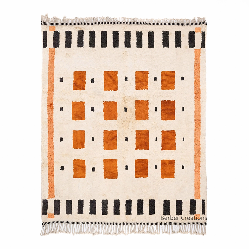Authentic Moroccan Berber Rug Mid-Century Modern Checkerboard Design