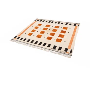 Authentic Moroccan Hand-Knotted Rug: Mid-Century Modern Checkerboard Design The Agadir Grid