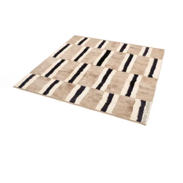 Beni Ourain Rug – Black & Beige Striped Wool Rug AZIZ