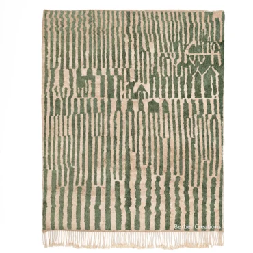 Beni Ourain rug with green stripes HASAR