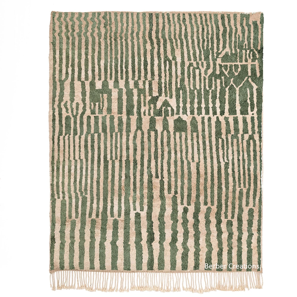 Beni Ourain rug with green stripes HASAR