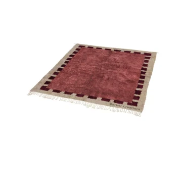 Authentic Beni Ourain Rug – Hand-Knotted Wool with Burgundy Geometric Pattern Ait Idriss