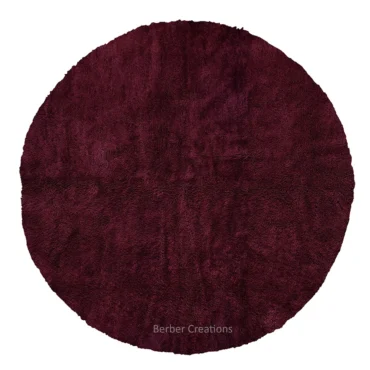 Handwoven Burgundy Round Moroccan Rug LATIF
