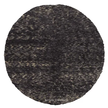  Charcoal and Taupe Round Moroccan Shag Rug
